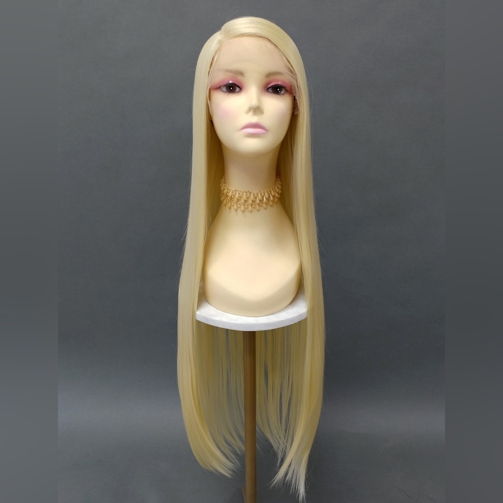 HD Lace Front Long Blonde Straight Heat Resistant Wig